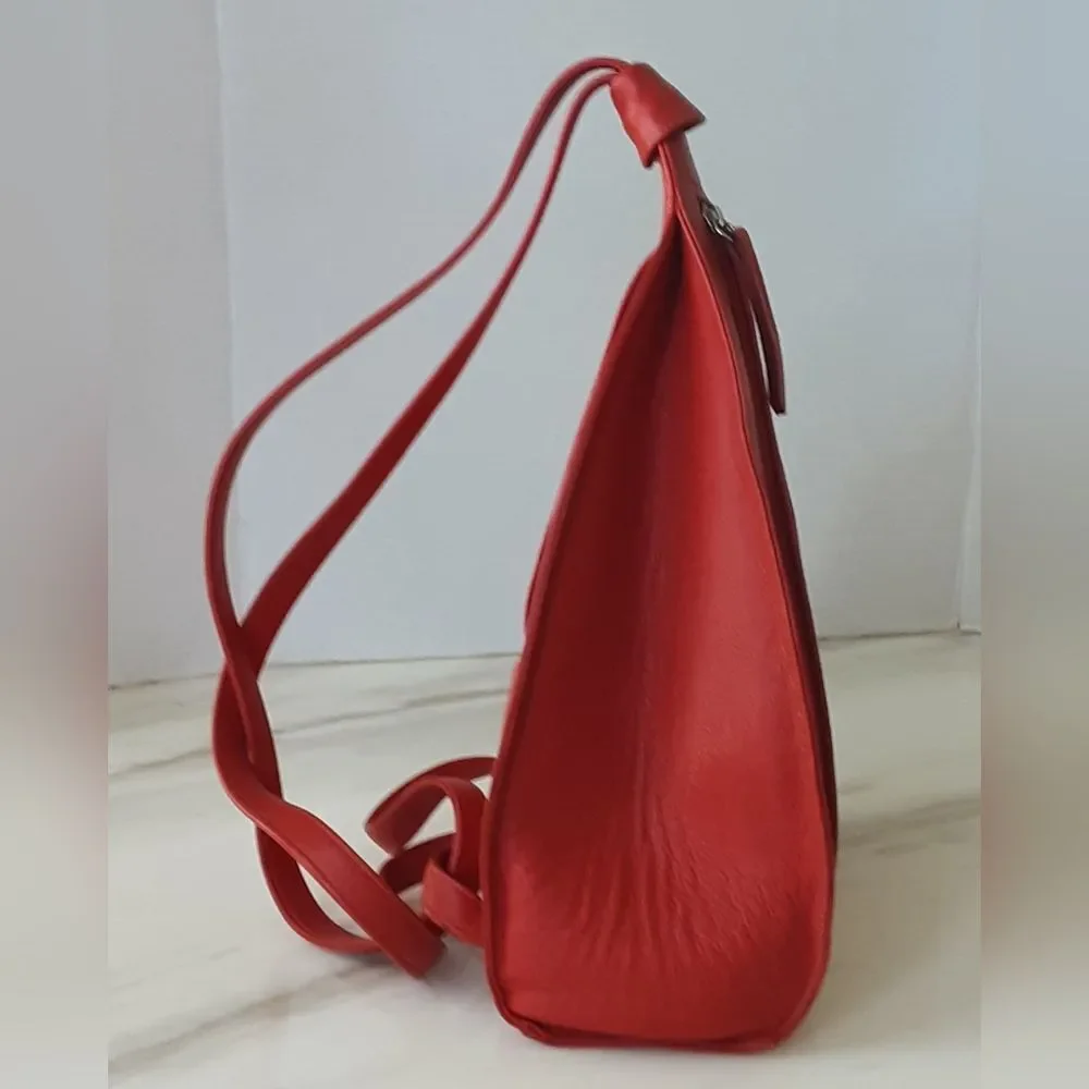 CASA LOPEZ The Cartera Minna Orange Genuine Leather Sling Backpack